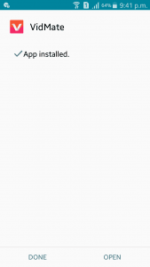 install and open vidmate