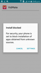 vidmate install blocked